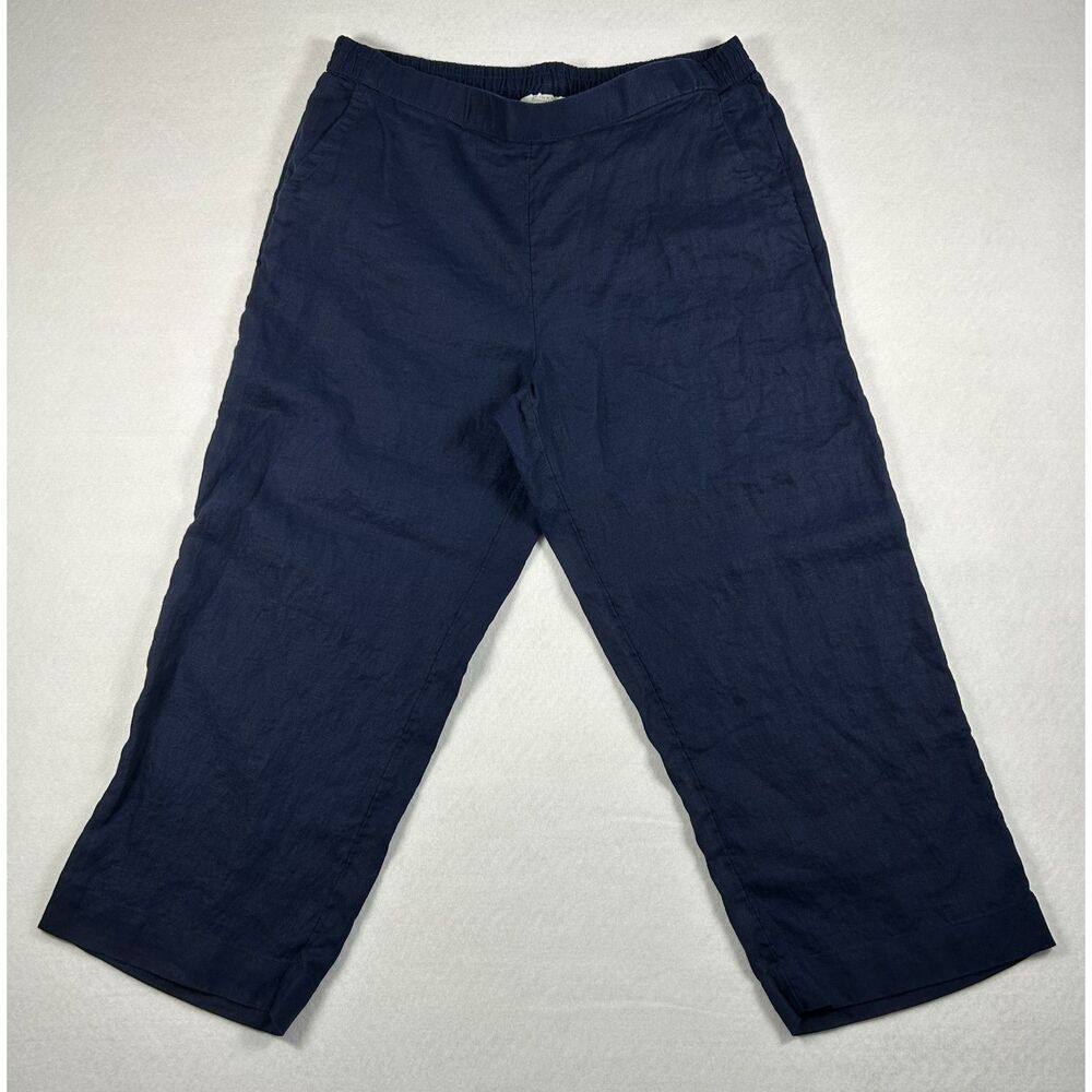 Women's Charter Club Luxury Blue Linen Pants Size Large